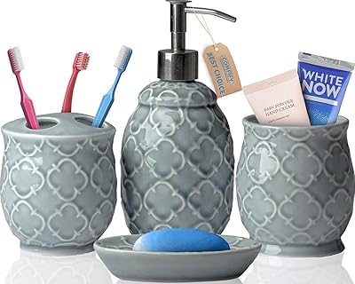 Set of 4 -room ceramic design bathroom accessories with distributor.. DIAYTAR NIGERIA connects you with endless possibilities through our affordable e-commerce platform.