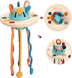 Montessori toys for baby 18 months and more, unique UFO design, flexible silicone tensile string, aid for sensory development and the recognition of the colors of toddlers, is suitable for infants from 6 to 12 months, gifts for boys and girls... DIAYTAR NIGERIA: Nigeria's answer to affordable online shopping with reliable 5-8 day delivery guarantee.