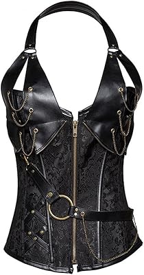 Dloett Zip up Shaper Spiral Goth Halter Corsage Leather Corsage Adjustable Corsage Clothing (Color: C, Size: L code).. Shop with confidence at DIAYTAR NIGERIA, Nigeria's premier affordable e-commerce platform.
