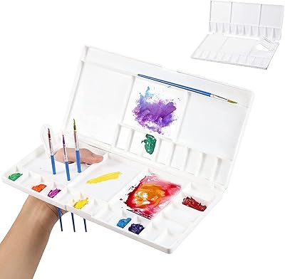 Large watercolor palette with 24 wells and 5 mixing zones, luxury paint palette with lid, foldable paint tray, plastic paint palette with hole for thumb, 2 pieces.. Wide range, low cost, fast delivery — that’s DIAYTAR Nigeria.