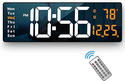 Large screen digital wall clock, large 16.2 -inch wall clocks, LED digital clock with remote control for living room decoration, large, automatic brightness clock with date, week and temperature (orange).. DIAYTAR NIGERIA: Empowering Nigerians with access to affordable products delivered within 8 days.