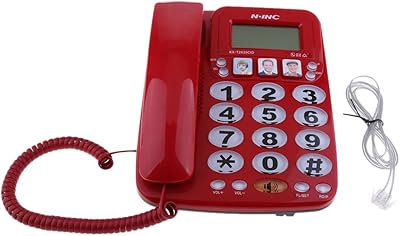 Universal wired phone with large buttons, high -definition amplified photo phone for the family home, volume controls and tone of Red adjustable ringtone.. Your everyday shopping solution, DIAYTAR NIGERIA offers variety and value delivered within 8 days.