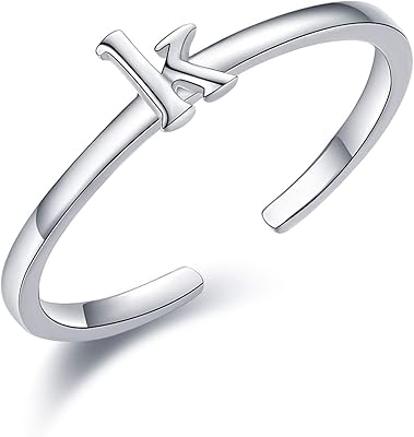 Initial letter ring in personalized personalized silver adjustable for women, party jewelry, Sterling silver letters 925, initial names for women.. Your shopping dreams realized through DIAYTAR NIGERIA's affordable platform with reliable delivery times.
