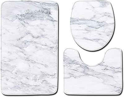 3 -room non -slip absorbing bath mat/set, microfiber bathroom carpet with marbled pattern, toilet back mats and cover (white).. Get top brands at bottom prices, only on DIAYTAR Nigeria.