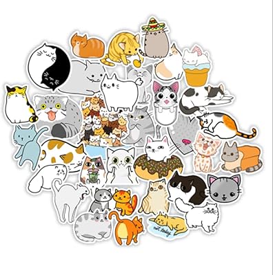 Inder batch of 50 non -toxic vinyl stickers for children and adults, waterproof and reusable, for water bottle, water bottle, laptop, PC, skateboarding, luggage, telephone, cup, etc. (cute cat).. DIAYTAR NIGERIA brings the marketplace experience online with affordable and reliable delivery service.