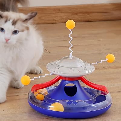 Ok by Now Toy with Cat Rollers with chat with fun sticks and food dispenser for cats, puppies, pets, interactive game, blue.. DIAYTAR NIGERIA brings online shopping to every Nigerian with affordable prices and reliable shipping.