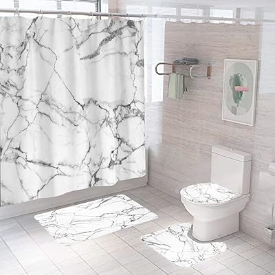 SHIFOKO shower curtain set with carpets and accessories, toilet cover and U -shaped non -slip cushion, waterproof chirping curtain with 12 hooks (4b).. From office supplies to fashion — DIAYTAR Nigeria brings it fast.