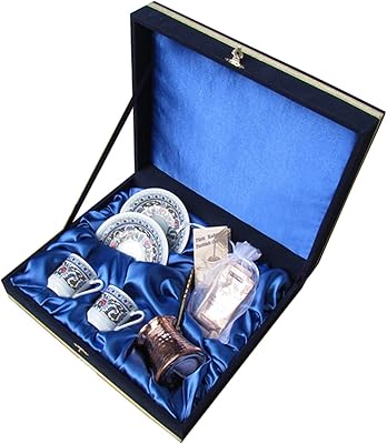 Amazing set of Turkish espresso coffee cups, 5 -room, luxury, famous Turkish porcelain, with saucers, authentic blue velvet pot (set of coffee cup and saucer with box).. DIAYTAR NIGERIA transforms dreams into deliveries with our affordable prices and 5-8 day shipping.