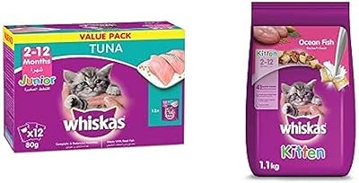 Whiskas tuna for kittens 80 g batch of 12 + whiskas junior ocean fish flavor, kibble for kittens, 2-12 months, 1.1 kg.. Elevate your shopping experience with DIAYTAR NIGERIA's vast catalog and budget-friendly options.