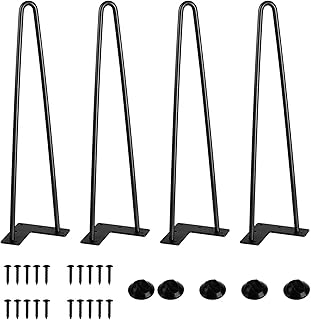 Furniture feet of 41 cm with hair pins, metal DIY projects for table, coffee table, desk, etc. With black rubber floor protections 4 pieces.. Shop efficiently with DIAYTAR NIGERIA, offering thousands of products at unbeatable prices delivered promptly.