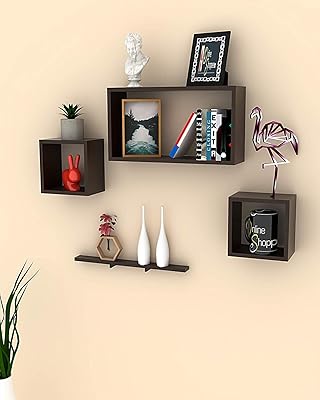 Onlashopy wooden floating wall shelf with 4 shelves, (brown).. Discover endless possibilities with DIAYTAR NIGERIA's vast e-commerce selection and budget-friendly delivery.
