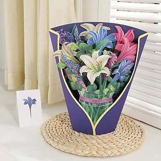 3D pop -up greeting card with bouquet of lilies and eternity 12 " - Unique gift for special occasions.. Buy better with DIAYTAR Nigeria — the ultimate e-commerce platform in Nigeria.