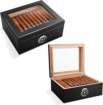 Cigarlounge cigarette cigarette cigarettes with hygrometer and humidifier, can contain 20 to 45 cigars, transparent cigar case for the house and the office.. DIAYTAR NIGERIA brings affordable shopping to your fingertips with reliable delivery in less than 8 days.