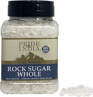 Pride of India - whole natural crystal rock sugar - medium double sieve pot of 16 oz (454 g) - true Indian sugar crystals - to be used to sweeten milk or tea - offers the best value for money.. DIAYTAR NIGERIA: Making online retail accessible to all with affordable nationwide shipping.