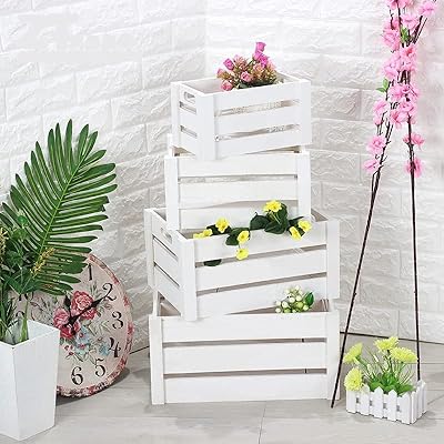 Lingwei rustic wooden storage box with cut handles, decorative storage box in unfinished rustic wood, unfinished wood storage box, lot of 4.. Your shopping dreams realized through DIAYTAR NIGERIA's affordable platform with reliable delivery times.