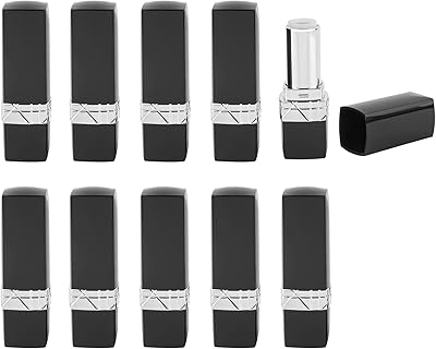 Package of 10 tubes of empty lipstick rechargeable square plastic for lip balm, reusable tubes, sample bottle for DIY, cosmetics, women, rectangular trip (black).. DIAYTAR NIGERIA combines affordability with convenience, delivering your purchases within 5-8 days.