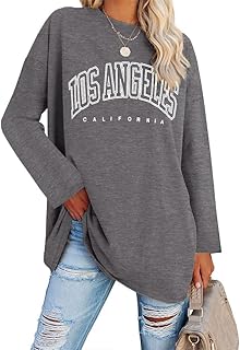 Surprised graphics t-shirts with long sleeves for women from Los Angeles, California, ample and relaxed round-collar shirt.. Enjoy a hassle-free shopping experience with DIAYTAR Nigeria, where products are categorized for your convenience and delivery is always on time.
