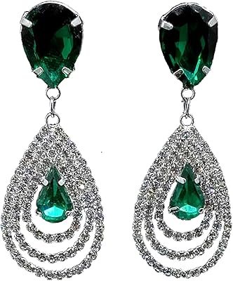 Pendant earrings in the shape of Arab tears, earrings in the shape of bridal tears, pierced earrings in the shape of a lady of bridesmaid, earrings in multilayer crystal rhinestones, jewelry.. DIAYTAR NIGERIA: Where shopping is easy, prices are low, and delivery is just days away.