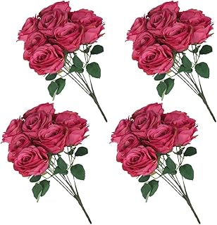 Yatai Lot of 4 artificial silk flowers for decoration - artificial pink for the house, wedding festival, interior table decoration, Thanksgiving holidays - Artificial flowers (dark pink).. Shop from anywhere in Nigeria with DIAYTAR's extensive selection and budget-friendly shipping options.