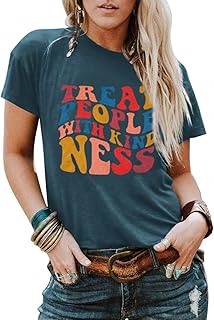 Cute t-shirt for women, 'treet' people with kindness relaxed shirt with short sleeves, funny t-shirt for teacher, high inspiring.. Big selection, small prices — shop now on DIAYTAR Nigeria.