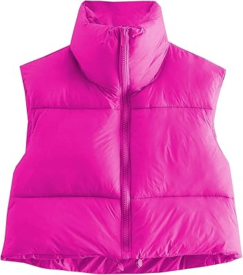 Short puffy jacket without sleeves for women, with complete zipper, upright collar, light outdoor jacket.. DIAYTAR NIGERIA connects your desires with reality through our affordable e-commerce platform and quick delivery.