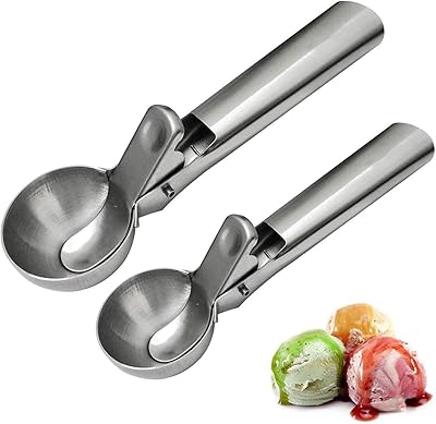 Stainless steel ice cream spoon batch of 2 spoons with lever.. Experience shopping without compromise at DIAYTAR NIGERIA, with vast selection and quick delivery.