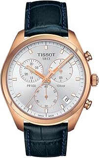 For men's men pr 100 Swiss quartz watch cover Rose gold plated 316L - Blue - Leather 20 (T1014173603100), blue, quartz watch, chronograph, blue, one waist, quartz watch, chronograph.. DIAYTAR NIGERIA revolutionizes online shopping with competitive prices and reliable 5-8 day delivery.