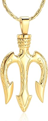 Contelife Pandentive necklace in the shape of stainless steel steel with trident flower poséidon, ancient Greece amulet, commemorative jewelry, commemorative gift for men and women.. DIAYTAR NIGERIA: Where every shopping need is fulfilled with affordable prices and nationwide shipping.