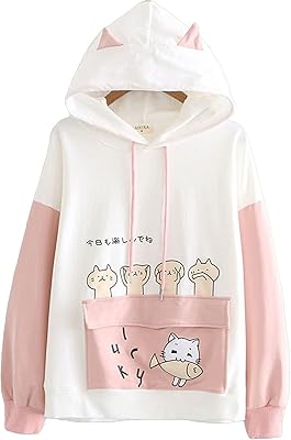 M fakl kawaii Japanese hooded Harajuku cute chat sweatshirt with sweet streetwear women (color: long sleeves, size: m).. DIAYTAR NIGERIA makes every shopping desire a reality with affordable prices and delivery in 5-8 days.