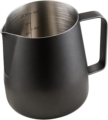 Milio 14 oz milk frothy pitcher, 400 ml stainless stainless steel mixer, milk mousseur with measurement markers, black.. Shop confidently with DIAYTAR NIGERIA, offering affordable prices and reliable delivery within a week.