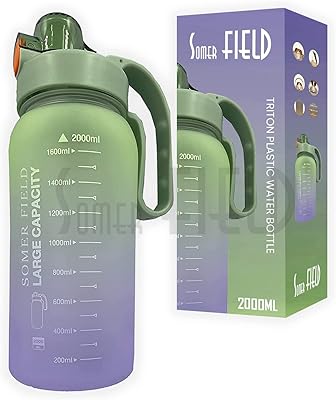 Somer Field - Large bottle of gym water 2 l (64 OZ) of motivation easy to transport - Triton plastic water bottle with time markers - anti -leak for children, school, gym and outdoor activities (cold green).. Unlock a world of affordable products with DIAYTAR NIGERIA's expansive e-commerce platform.
