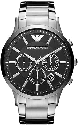 Emporio Armani chronograph watch for men in stainless steel, AR2460, silver, 46 mm.. No stress, just speed — DIAYTAR Nigeria ships in days.