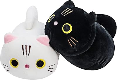Set of 2 stuffed animals, plush animals with black cat and white cat.. Your shopping dreams realized through DIAYTAR NIGERIA's affordable platform with reliable delivery times.