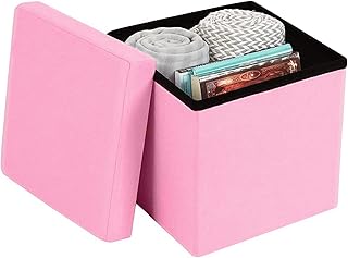 Foldable storage cube with footrest and chest, foldable square storage bench, 30 x 30 x 30 cm, pink, SSZ167-PK.. Say goodbye to long wait times — DIAYTAR Nigeria ships in just 5–8 days!