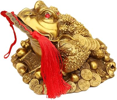 Statue of wealth of wealth on three feet in feng shui brass with set of 5 charming old coins on red string for the decoration of the house and the car (Money Frog B1).. Get the deals you love and the delivery speed you need at DIAYTAR Nigeria.