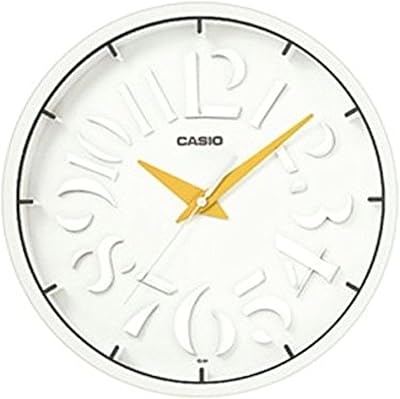 Modern analog wall clock Casio IQ-64 (white/yellow).. DIAYTAR NIGERIA: Your gateway to affordable online retail with reliable delivery within the week.