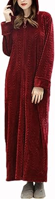 Long hooded bathrobe, sweet and hot fleece nightgown with zipper and pocket, woman man.. Experience the ease of modern shopping with DIAYTAR NIGERIA's comprehensive platform and quick delivery.