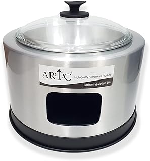 Buffet with ARTC aluminum aluminum plates, round buffet heater with glass cover (silver).. DIAYTAR NIGERIA delivers what matters - quality, affordability, and prompt nationwide shipping.