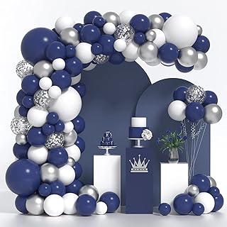 Mother Anna 132 Pieces Balloons Kit Navy blue and Silver Garland with confetti.. DIAYTAR NIGERIA puts thousands of products at your fingertips with affordable prices and delivery within a week.