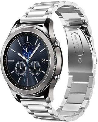 22 mm stainless steel replacement watch bracelet in stainless steel compatible with the Gear S3 Classic SM-R760/S3 Frontier SM-R770 smart watch for men and women.. Get top brands at bottom prices, only on DIAYTAR Nigeria.