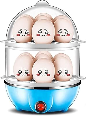 Electric egg cooker with a capacity of 14 eggs, perfect for preparing hard eggs with a timer for hard eggs with steam cooking grid for bread and vegetables (blue).. Navigate through thousands of products at pocket-friendly prices with DIAYTAR NIGERIA's easy-to-use platform.