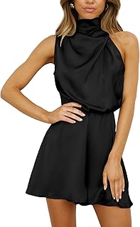 Oboyben short summer combination for women, high collar, sleeveless, elastic waist, party combination.. DIAYTAR NIGERIA brings the marketplace to your screen with affordable products delivered in 5-8 days.