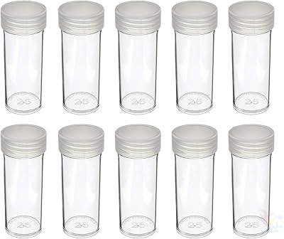 Storage tubes for coins, transparent plastic round with screw top for 4 (quantity of 10 tubes).. Your trusted e-commerce destination, DIAYTAR NIGERIA offers extensive variety with reliable shipping.