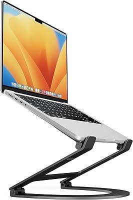 Laptop support/MacBook Twelve South Curve Flex | Adjustable and comfortable height and angle, in aluminum, adapts to 10-17 inches, folds flat for easy transport - including travel bag, black black.. DIAYTAR NIGERIA delivers on our promise of variety, affordability, and prompt nationwide service.