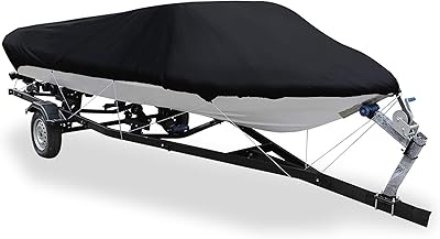 Soaringmap Boat cover 20-22 feet 210D Waterproof for fishing, skiing, outboard, V-shaped, black.. Your everyday shopping destination, DIAYTAR NIGERIA offers unbeatable value with quick delivery times.
