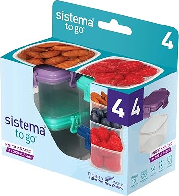 Sistema Mini Pack to go Container Set of 3 pieces, pink, green, blue and purple - height 4.76 x width 2.4 depth 3.11 inches.. Your shopping dreams realized through DIAYTAR NIGERIA's affordable platform with reliable delivery times.