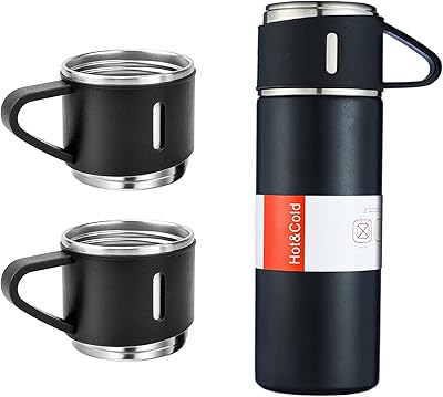 Insotherme bottle in vacuum in stainless steel 500 ml/16.9 Oz with coffee for coffee and hot and cold drinks (black, set).. DIAYTAR NIGERIA: Where affordability and variety meet with convenient delivery within 8 days.