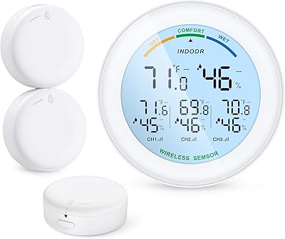 Kikikit Interior and Outdoor Thermometer, Wireless temperature and humidity monitor with 3 sensors, digital humidimeter with LCD light, max/min recording for the house, the office, the bedroom of.. Shop confidently on DIAYTAR Nigeria — everything you need, delivered quickly.