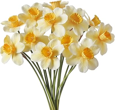 Artificial flowers 12 Silk Bouquet Jonquilles Spring House Decoration.. Thousands of choices. Zero hassle. All thanks to DIAYTAR Nigeria.