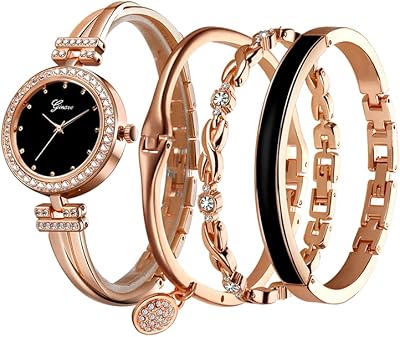Beautiful and elegant watch for women, set of 4 pieces of charming and elegant-elegant bracelets for women.. DIAYTAR NIGERIA revolutionizes online shopping with competitive prices and reliable 5-8 day delivery.